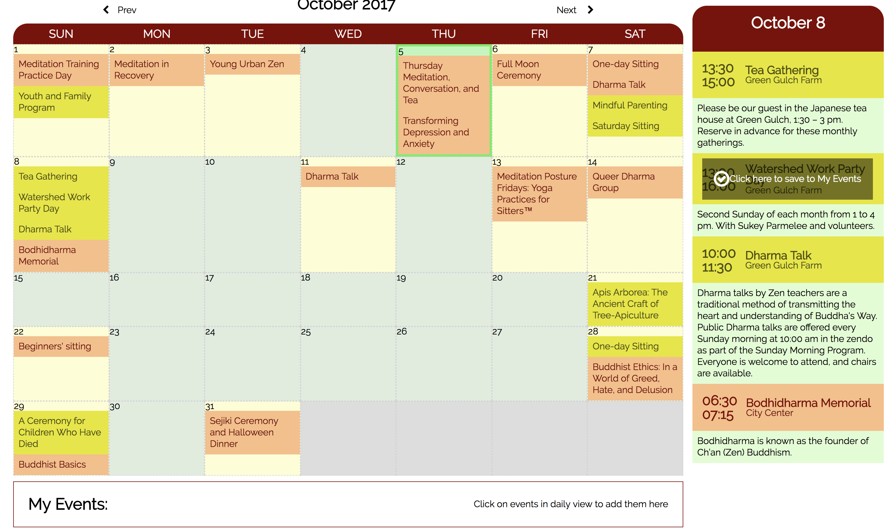 Screenshot calendar